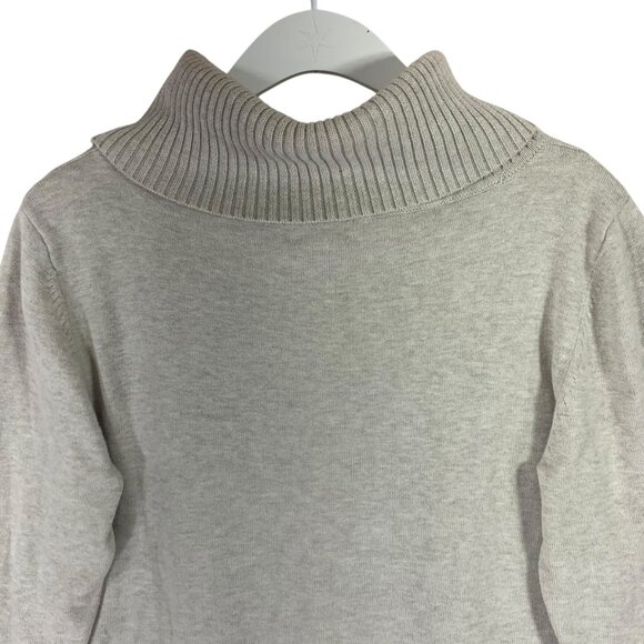 MEXX Gray Argyle Cowl Neck Pullover cotton  Sweater beige Women size large - Picture 8 of 13